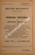 Working Timetable of Conditional Trains - Section YJ - Chesterfield, Tinsley, Sheffield, Leeds, York; Wath, Healey Mills, Skipton; Hebden Bridge; Doncaster; Stainforth; Mansfield; Shirebrook; Barrow Hill - 8 May to 1 Oct 1978 by British Railways Eastern Region
